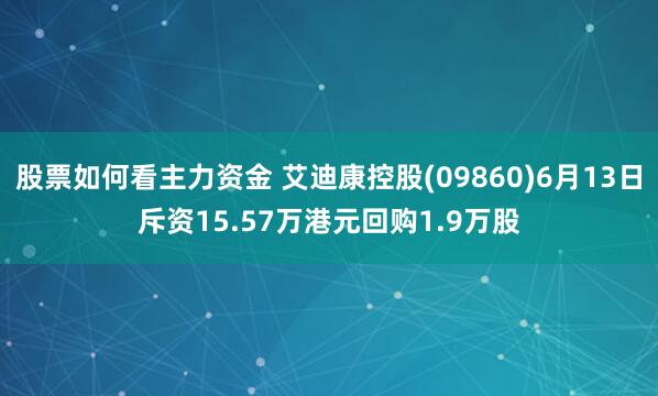 股票如何看主力资金 艾迪康控股(09860)6月13日斥资15.57万港元回购1.9万股